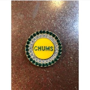 Chums Green Rhinestone Brooch